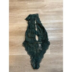 VICTORIAS SECRET‎ DEEP GREEN LACE HALTE NECK BODYSUIT TEDDY XS